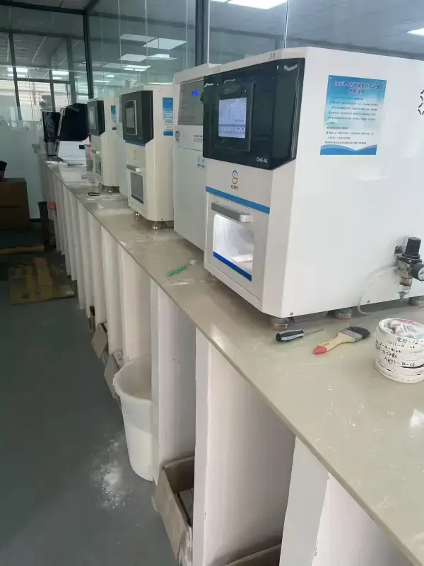 Dental lab equipment on a workstation for scanning and inspection