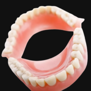 Custom complete denture manufactured for full arch tooth replacement and removable dental restoration.