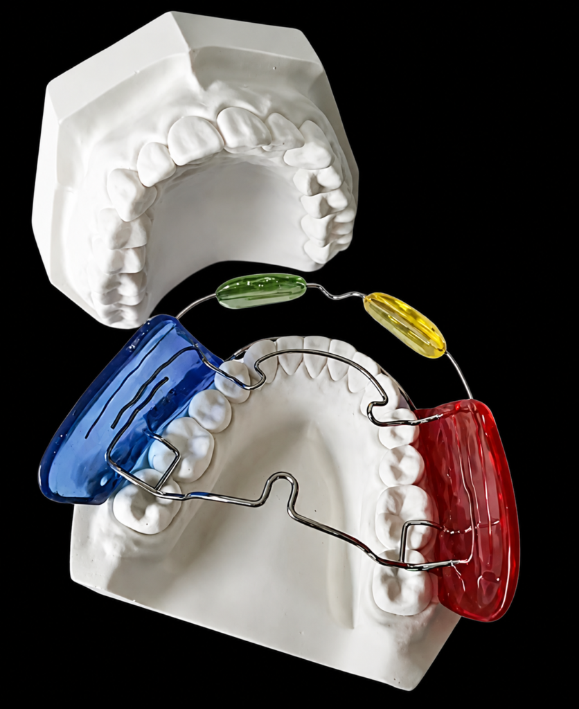 custom twin block functional orthodontic appliance with bite blocks for jaw development