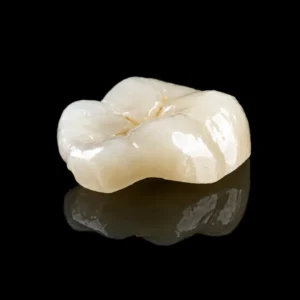 Full contour zirconia posterior crown, monolithic zirconia dental crown, black background