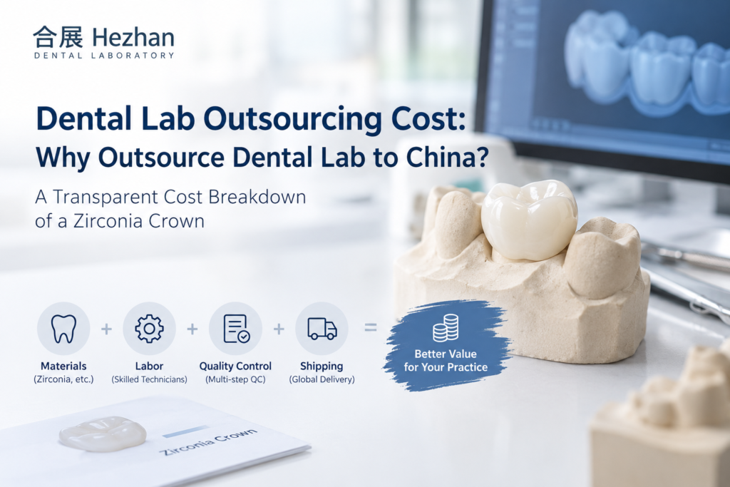 Dental lab outsourcing cost breakdown for a zirconia crown in China